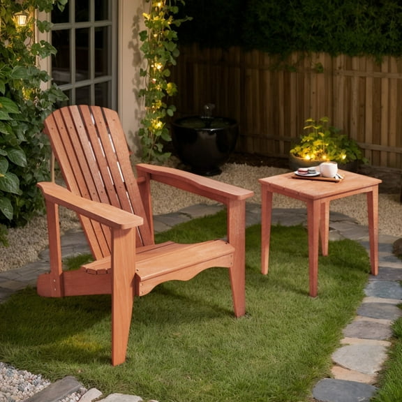 Demifill Solid Wood Adirondack Chair, Patio Chair with High Backrest and Wide Armrests for Outdoor as Garden, Backyard, Porch, Natural