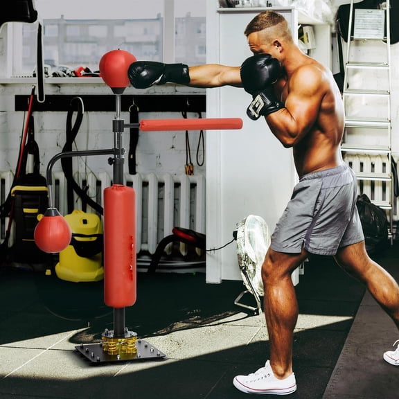 Demifill Speed Bag Boxing Stand - Red, 4.6'-6.7' Adjustable Height, Reflex Bag, Boxing Training Equipment