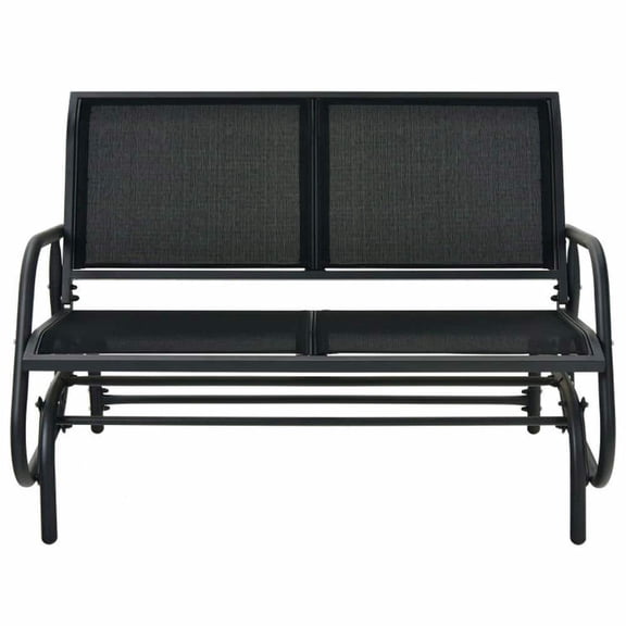 Demifill Swing Glider Chair, 48 Inch Loveseat Rocker Lounge Backyard, Glider Chair, Black