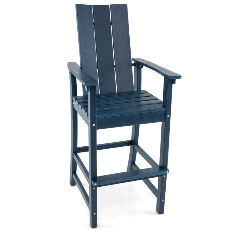 Demifill Tall Adirondack Chair Outdoor Bar Stool with Ergonomic Backrest, Patio Chair for Outdoor, Blue