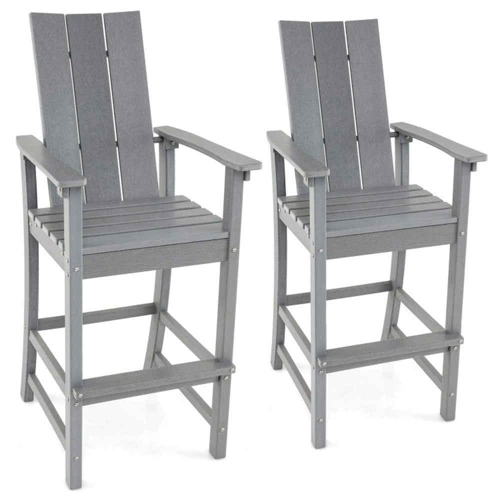 Demifill Tall Adirondack Chair Outdoor Bar Stool with Ergonomic Backrest, Patio Chair for Outdoor, Gray