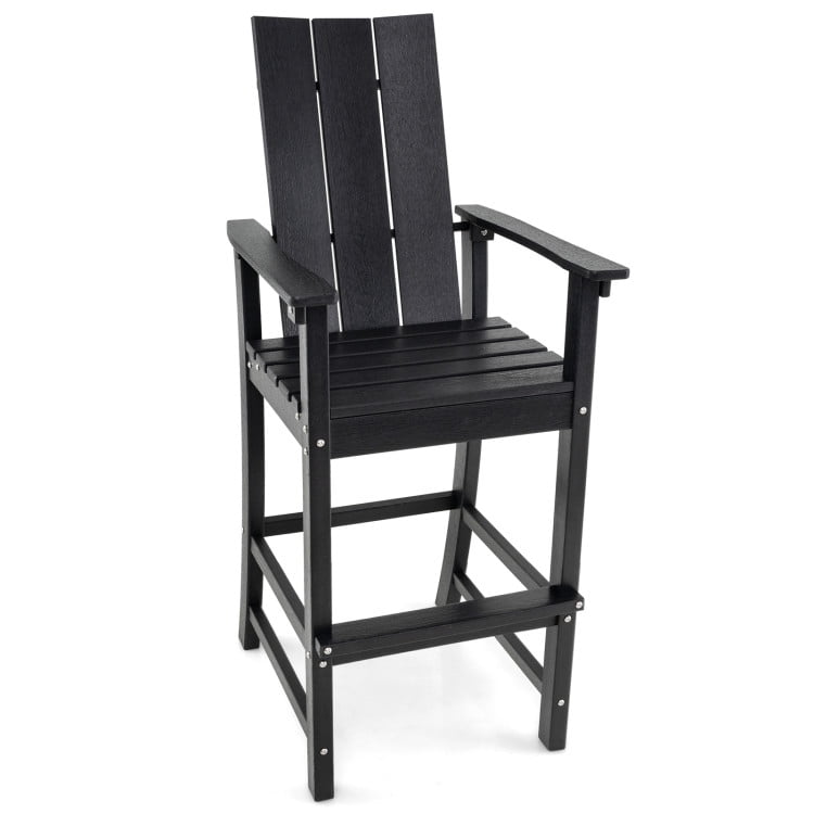 Demifill Tall Adirondack Chair Outdoor Bar Stool with Ergonomic Backrest, Patio Chair for Outdoor as Backyard, Black