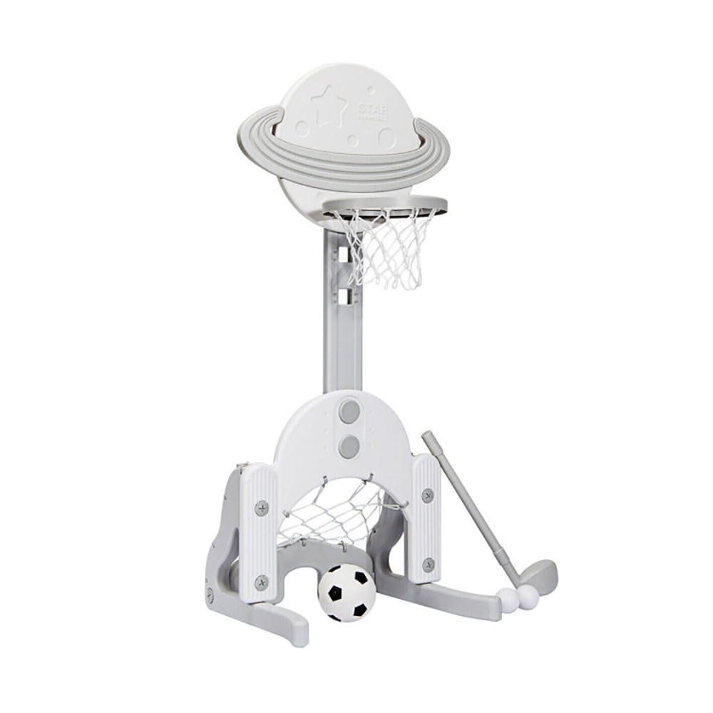 Demifill Toddlers Basketball Hoop Stand, 3 in 1 Kids Basketball Hoop Set with Balls, Portable Indoor Outdoor Activity Playset Gift for Kids, White