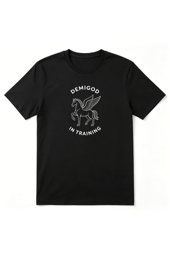 Demigod In Training Winged Horse Cool Graphic Tee For Men And Women, Myth Pegasus Lover Hilarious Cotton Short Sleeves T-Shirt