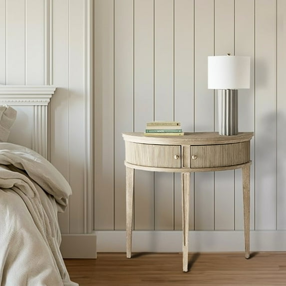 Demilune Table for Small Spaces / Reclaimed Wheat Color / Solid MDF Build