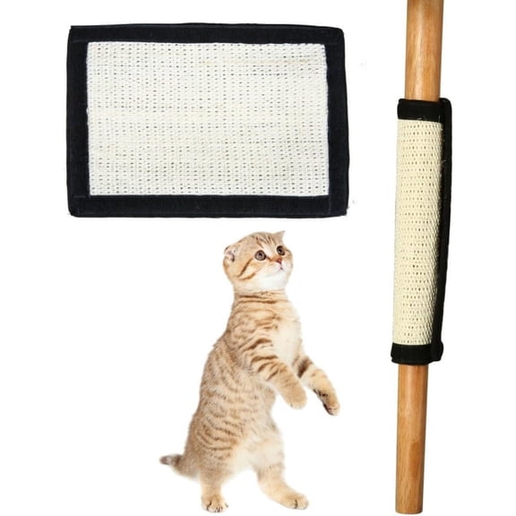 Demine 2 Pcs Sisal Mat Cat Scratch Furniture Protector, Adhesive or Non-Marking Nails Couch Protector From Claws, Anti Scratcher for Cats