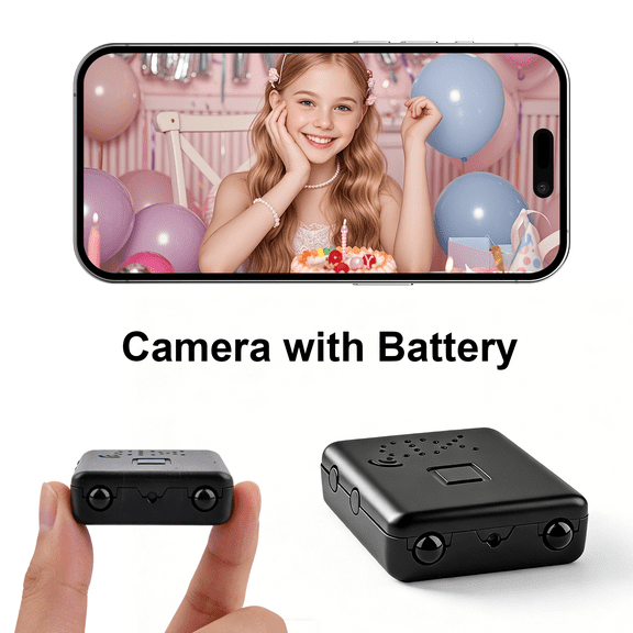 Demine Mini Wireless Security Camera, 1080P HD Portable WiFI Night Vision Nanny Cam, Hidden Spy Camera with Battery, Surveillance Camera for Home, Office