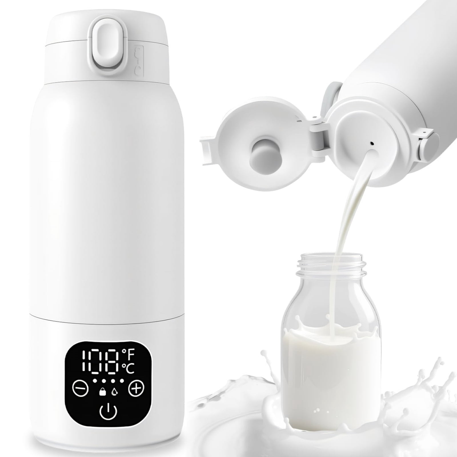 Demine Portable Bottle Warmer for Travel - 16.9oz Bottle Warmer with 3-Min Heating, Precise Temp Control (45℃-55℃) & IPX6 Waterproof | Milk Bottle Warmer On-The-Go for Car, Outdoor