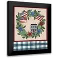 thumbnail image 1 of Deming, Bernadette 12x14 Black Modern Framed Museum Art Print Titled - Patriotic Saltbox House Wreath, 1 of 5