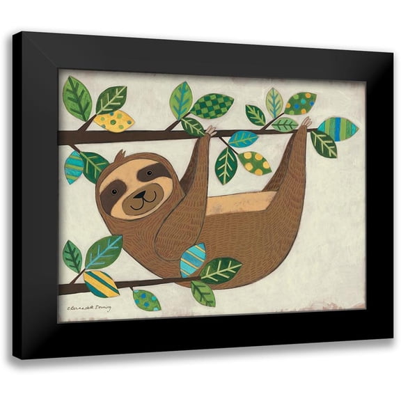 Deming, Bernadette 14x12 Black Modern Framed Museum Art Print Titled - Hanging Sloth