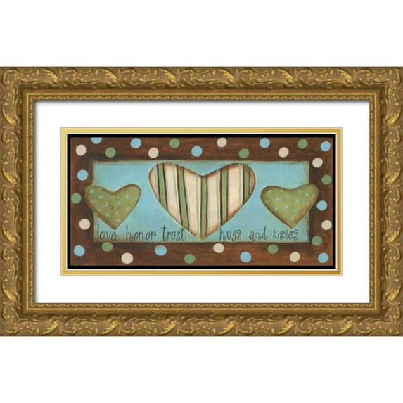 Deming, Bernadette 14x9 Gold Ornate Wood Framed with Double Matting Museum Art Print Titled - Hugs and Kisses