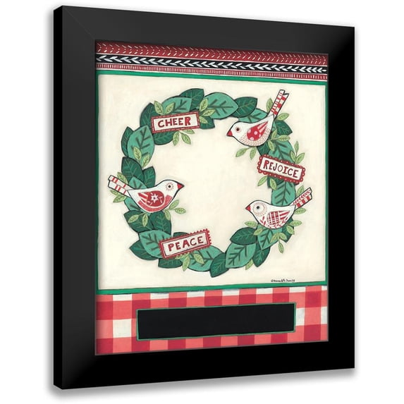 Deming, Bernadette 15x18 Black Modern Framed Museum Art Print Titled - Cheer Peace Rejoice Wreath