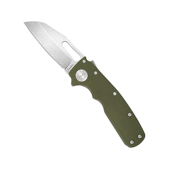 Demko Knives Shark-Cub Pocket Knife 2.5" Shark Foot CPM 20CV Stonewashed Blade G-10 Handle OD Green