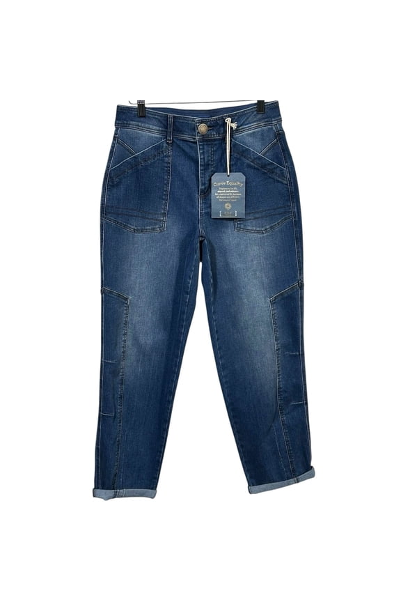 AbSolution Womens High Rise Taper Straight Leg Blue Jeans Sz 6 (30x29)