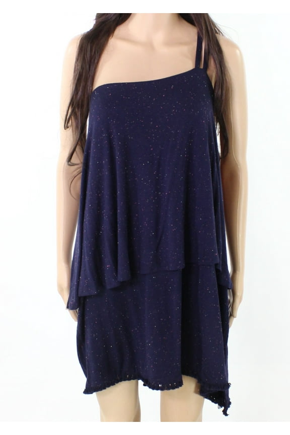 NEW Navy Blue Womens Size 2X Plus Speckle Popover Sheath Dress