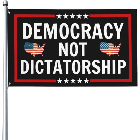 Democracy Not Dictatorship Yard Flag 3x5 Banner Outdoor Tapestry Sign With 2 Grommets