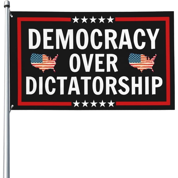 Democracy Over Dictatorship Yard Flag 3x5 Banner Outdoor Tapestry Sign With 2 Grommets