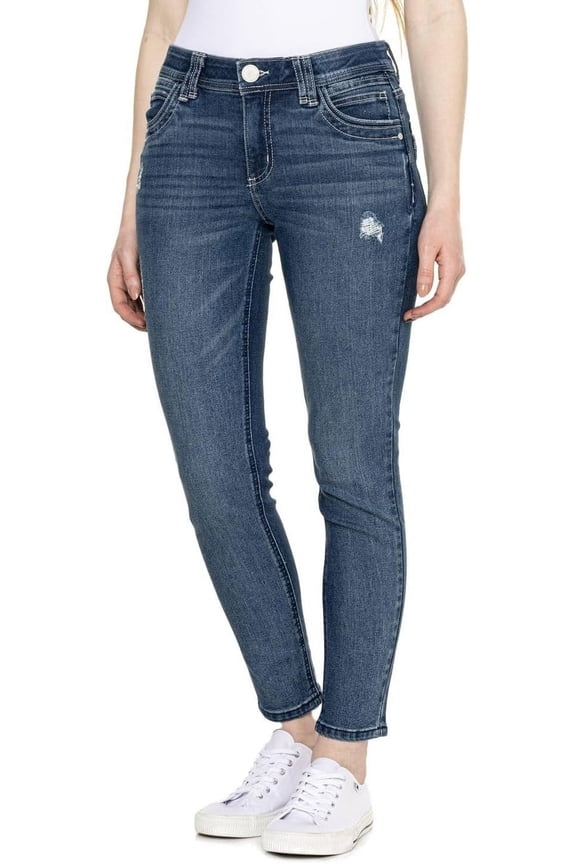 Women's Ab Solution Straight Leg Jean, Mid Blue Vintage Tech, 10