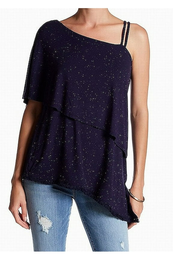 Women's Large Speckled Asymmetric Knit Top