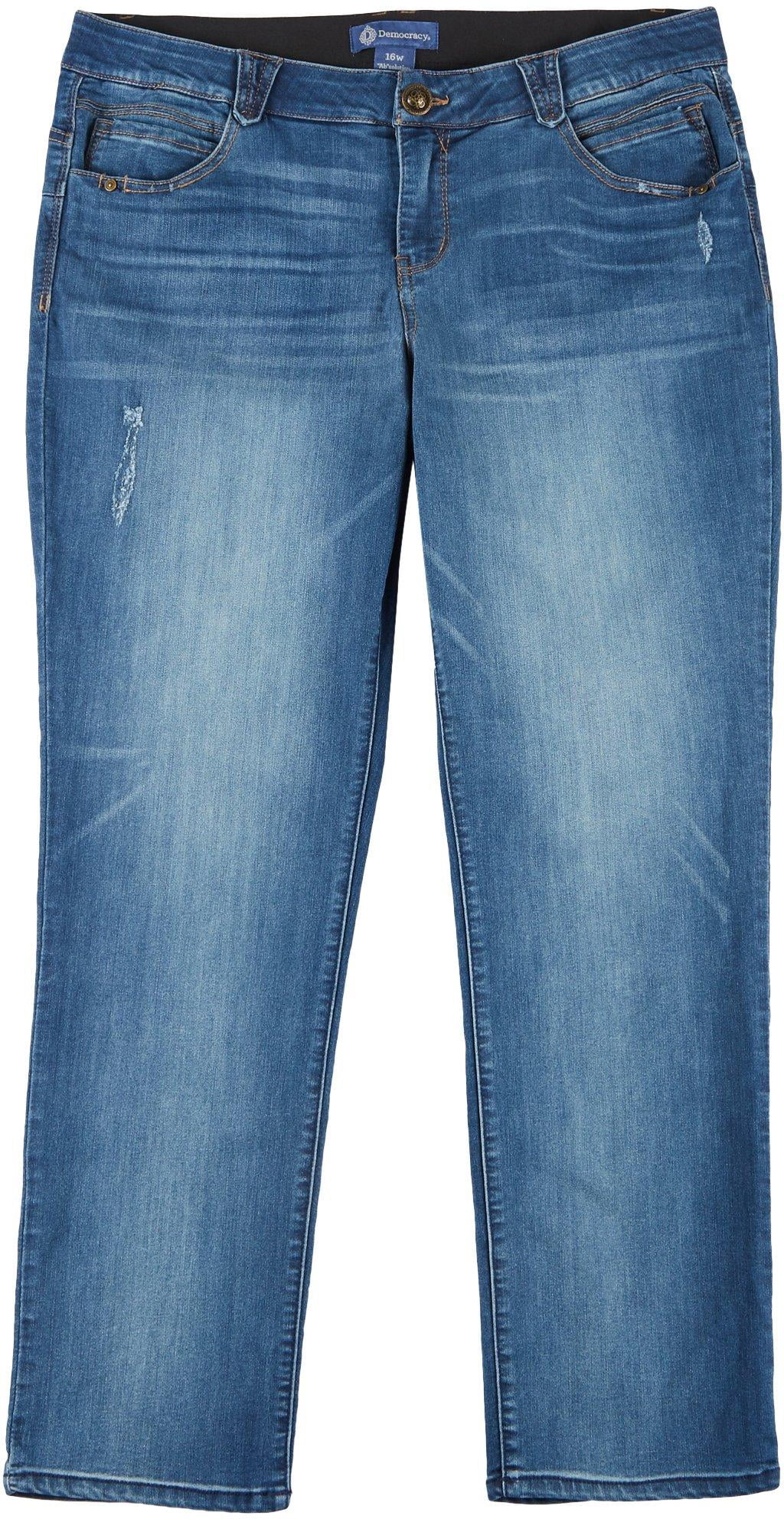 Democracy Women's Plus-Size Ab Solution Straight Leg Jean 14 Plus Blue -  Walmart.com
