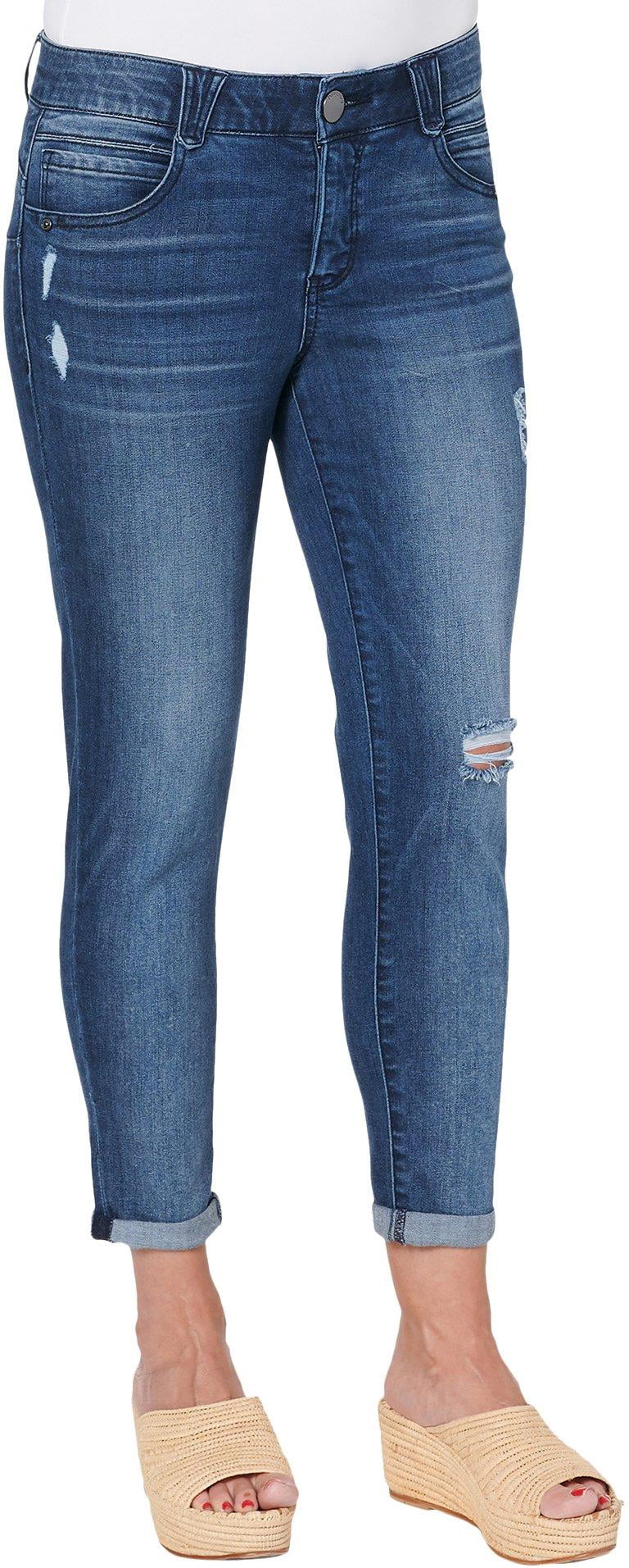 Jeans Femme Blue Distressed Textile - Taille 26, Cheville, Coupe Basse, En Coton/lyocell/elastane