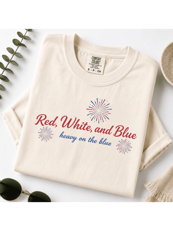 Democrat Comfort Colors Shirt, Red White and Blue Heavy On The Blue Tee, Funny Liberal 4th of July Patriotic Gift, Vote, Unisex