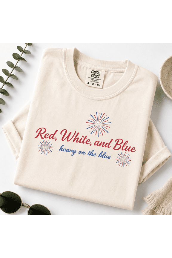 Democrat Comfort Colors Shirt, Red White and Blue Heavy On The Blue Tee, Funny Liberal 4th of July Patriotic Gift, Vote, Unisex