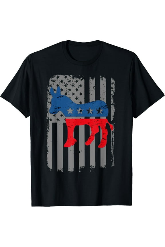 Democrat Donkey Democratic Socialism American Flag T-Shirt