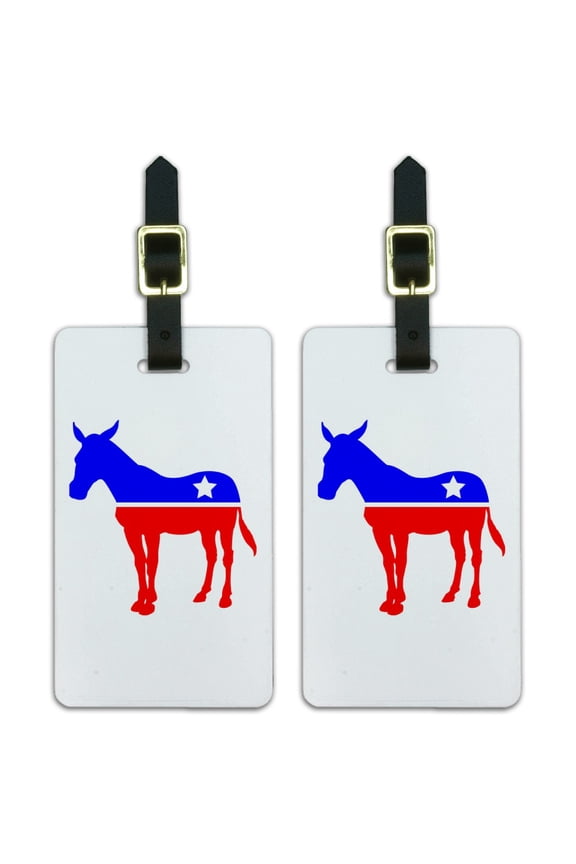 Democrat Donkey Liberal America Political Party Luggage ID Tags Suitcase Carry-On Cards - Set of 2