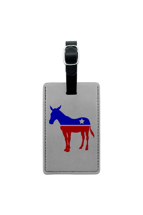 Democrat Donkey Liberal America Political Party Rectangle Leather Luggage Card Suitcase Carry-On ID Tag