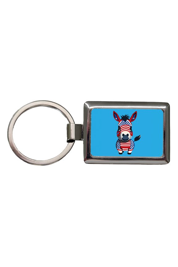 Democrat Donkey Patriotic Liberal Vote Cute Metal Rectangle Keychain