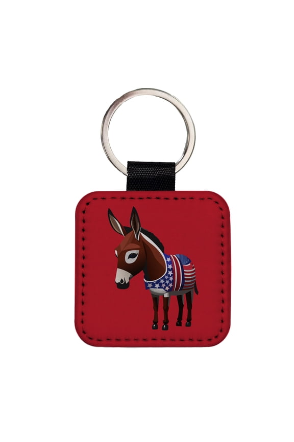 Democrat Donkey Patriotic Liberal Vote Faux Leather Square Keychain