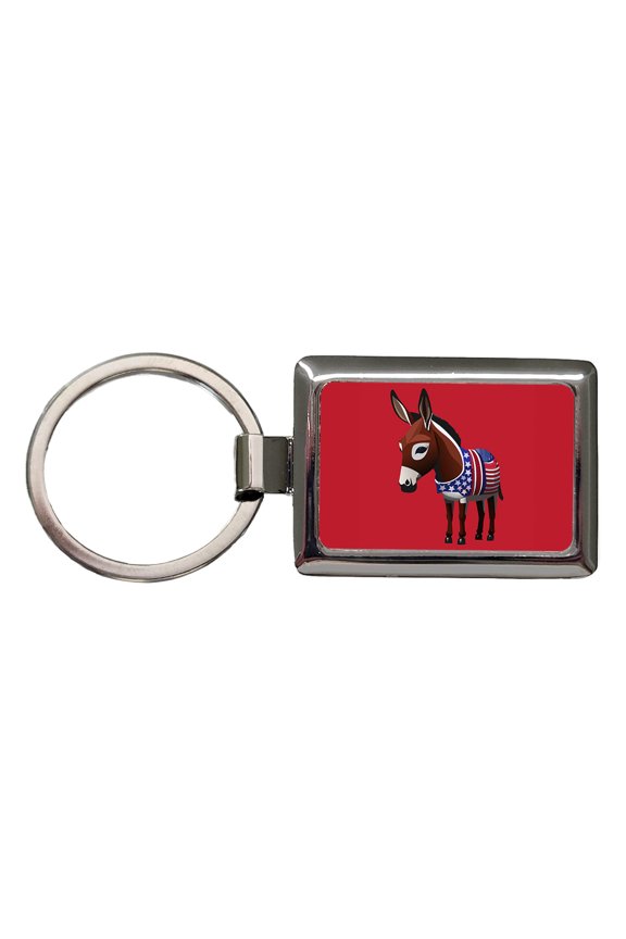 Democrat Donkey Patriotic Liberal Vote Metal Rectangle Keychain
