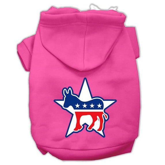 Democrat Screen Print Pet Hoodies, Bright Pink - Extra Large 16