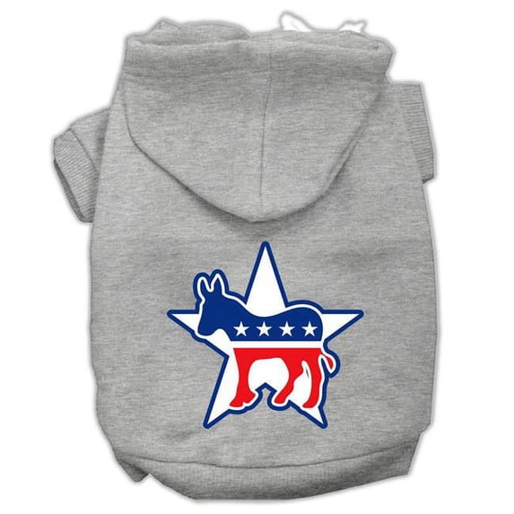 Democrat Screen Print Pet Hoodies, Grey - Extra Large 16