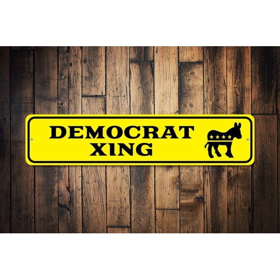 Democrat Xing Sign Republican Crossing Sign Political Party Sign Election Sign Voter Gift Politics Sign Democrat - Size: 16 x 4 Inches