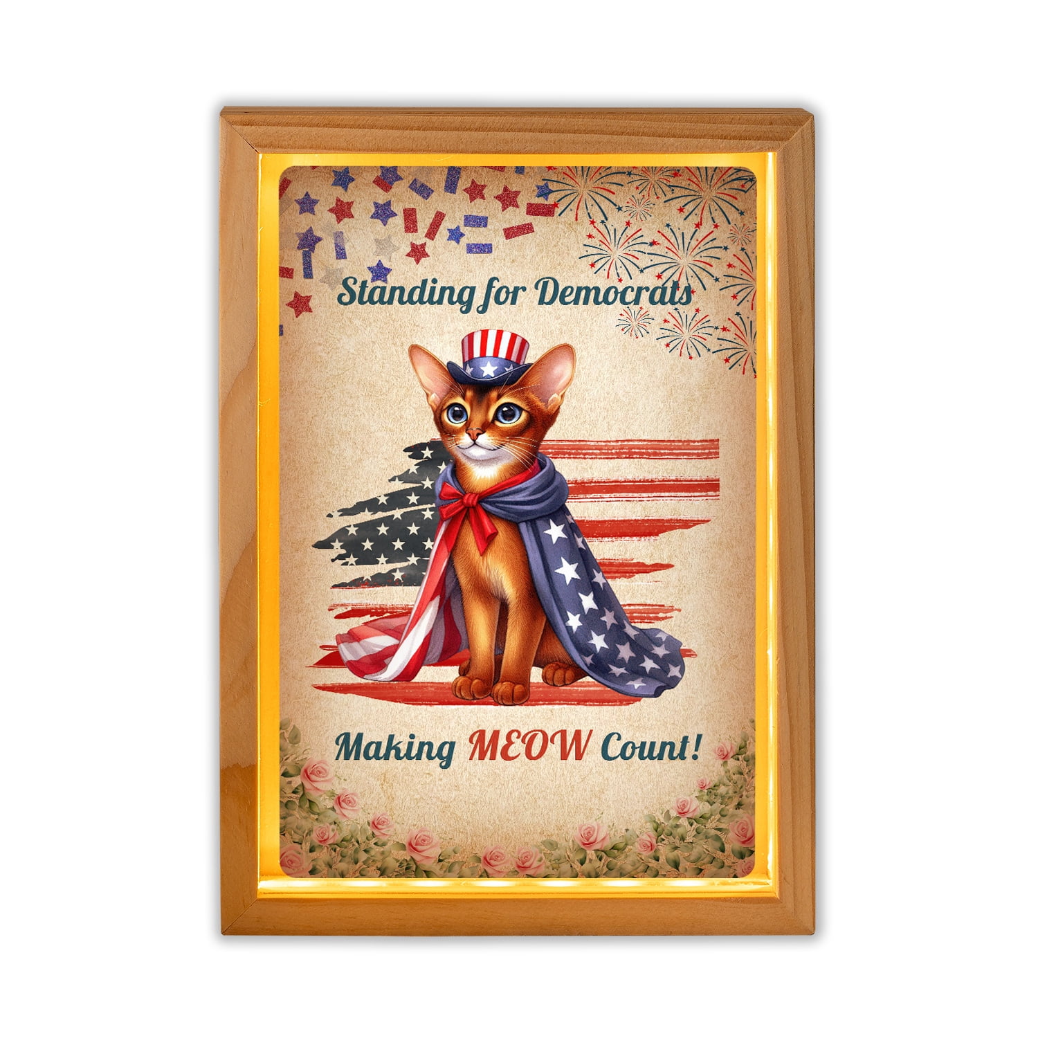 Democratic Abyssinian Cat Making Meow Count Election 2024 Acrylic ...
