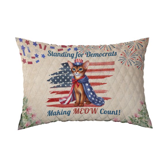 Democratic Abyssinian Cat Making Meow Count Election 2024 Quilt Pillowcase Cat Lover Kitten Owner Gifts Throw Pillow Cover Bed Home Decor - 01001