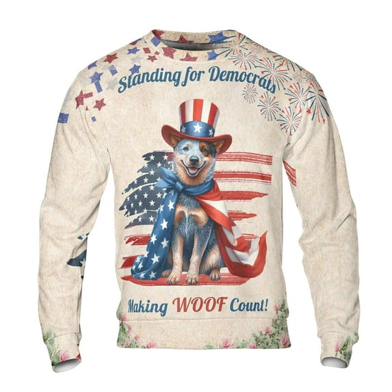 Democratic Australian Cattle Dog Making Woof Count Election 2024 All Over Print 3D Sweatshirt Unisex Merch Heeler Lover Gifts - 01001