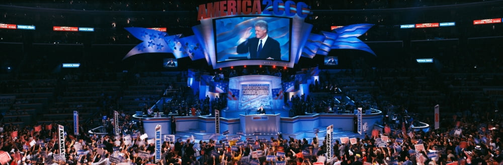 Democratic Convention at Staples Center Former President Bill Clintons farewell address of 2000 Los Angeles CA Canvas Art - Panoramic Images (36 x 12)