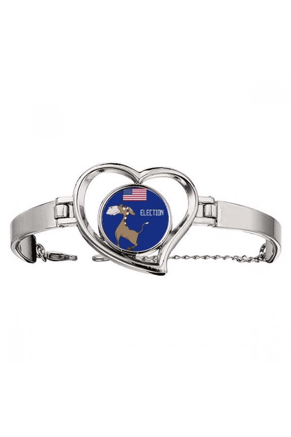 Democratic Donkey Raise Flag Election Bracelet Heart Jewelry Wire Bangle
