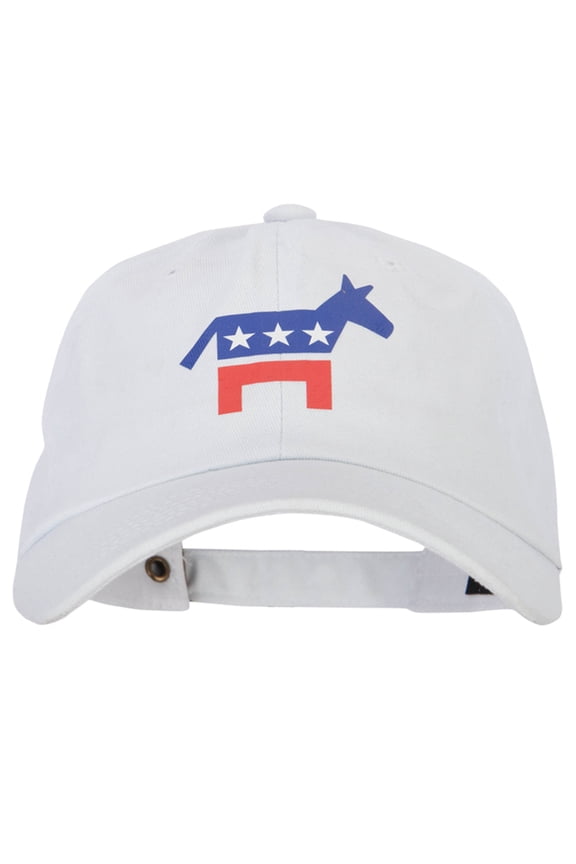 Democratic Donkey Symbol Heat Transfer Unstructured Cotton Twill Washed Cap - White OSFM