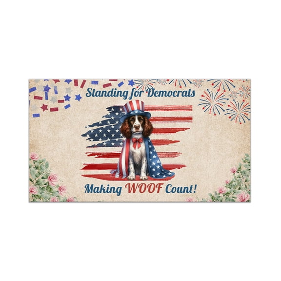 Democratic English Springer Spaniel Making Woof Count Election 2024 Doormat Springers Dog Lover Gifts Indoor Outdoor Welcome Mat - 01001