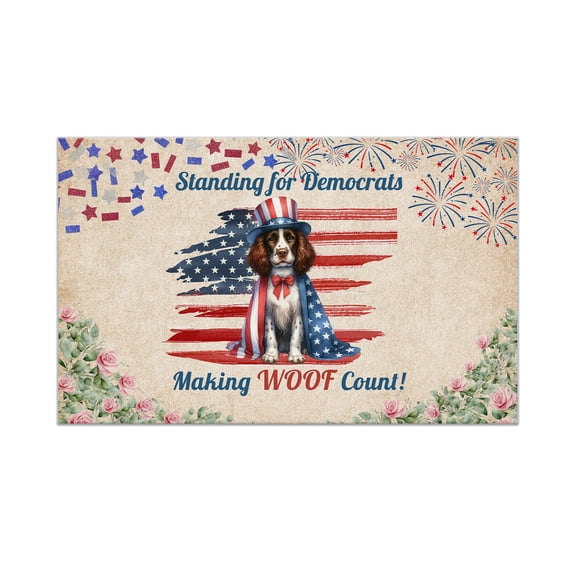 Democratic English Springer Spaniel Making Woof Count Election 2024 Doormat Springers Dog Lover Gifts Indoor Outdoor Welcome Mat - 01001