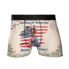 Democratic German Shorthaired Pointer Making Woof Count Election 2024 All Over Print Boxer Briefs Underwear for Men Dad GSP Lover Dog Gift - 01001