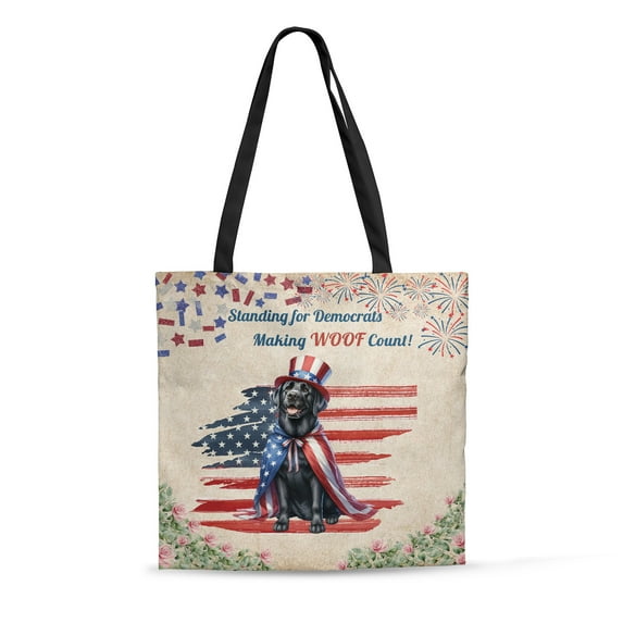 Democratic Labrador Retriever Making Woof Count Election 2024 All Over Print 3D Canvas Tote Bag Lab Dog Lover Gifts Reusable Handbag - 01001