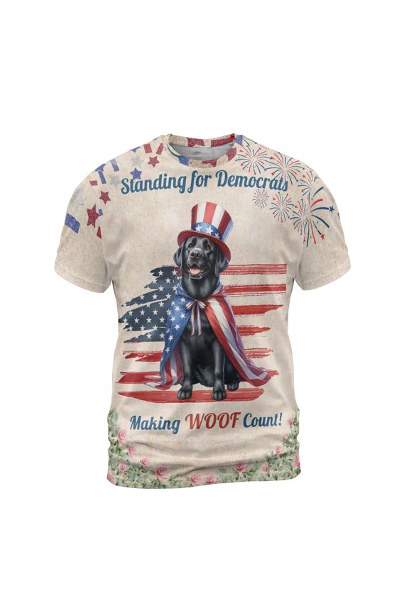 Democratic Labrador Retriever Making Woof Count Election 2024 All Over Print 3D Shirt Unisex Merch Lab Dog Lover Gifts - 01001