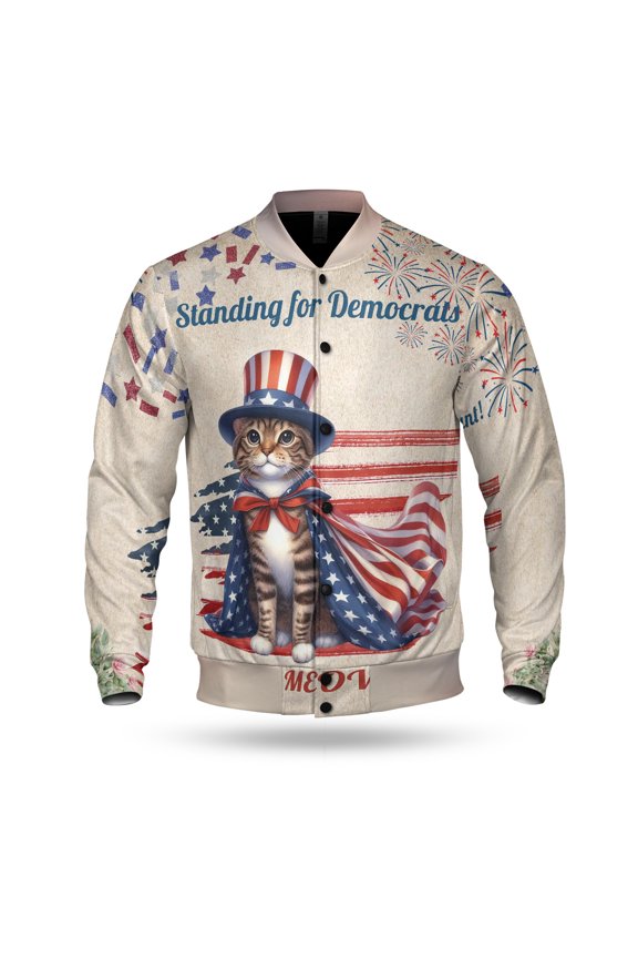 Democratic Manx Making Meow Count Election 2024 All Over Print 3D Baseball Jacket Cat Lover Kitten Owner Gifts Bomber Jacket Softball - 01001
