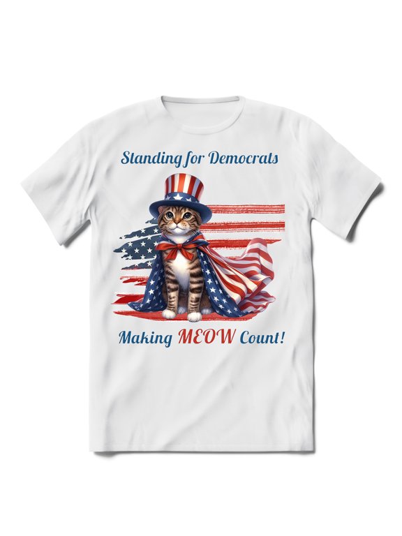 Democratic Manx Making Meow Count Election 2024 Shirt T-shirt Unisex Merch Cat Lover Kitten Owner Gifts - 01001