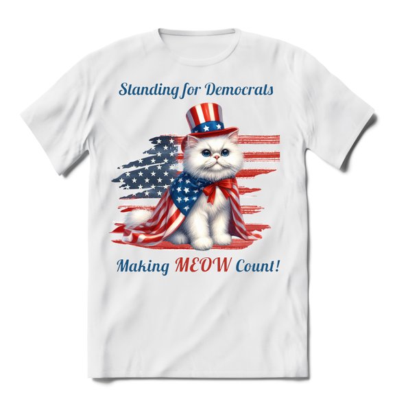 Democratic Persian Cat Making Meow Count Election 2024 Shirt T-shirt Unisex Merch Cat Lover Kitten Owner Gifts - 01001